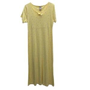 High Sierra Intimates Yellow Floral Short Sleeve Maxi Dress Size Medium